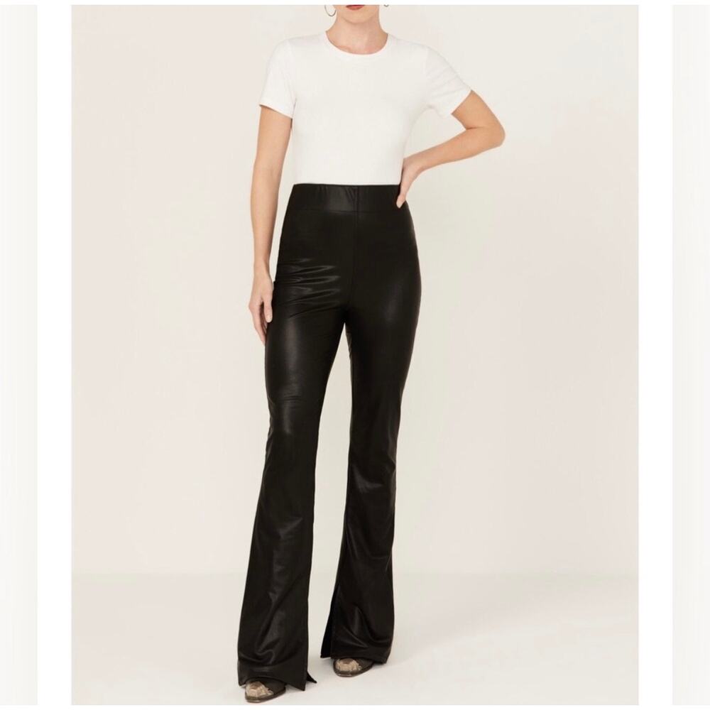 Show Me Your Mumu Nashville Pull On Flare Faux Leather Pants Black Medium